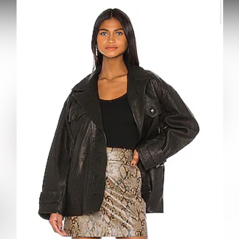 REVOLVE L’Academie Black Leather Oversized Jacket